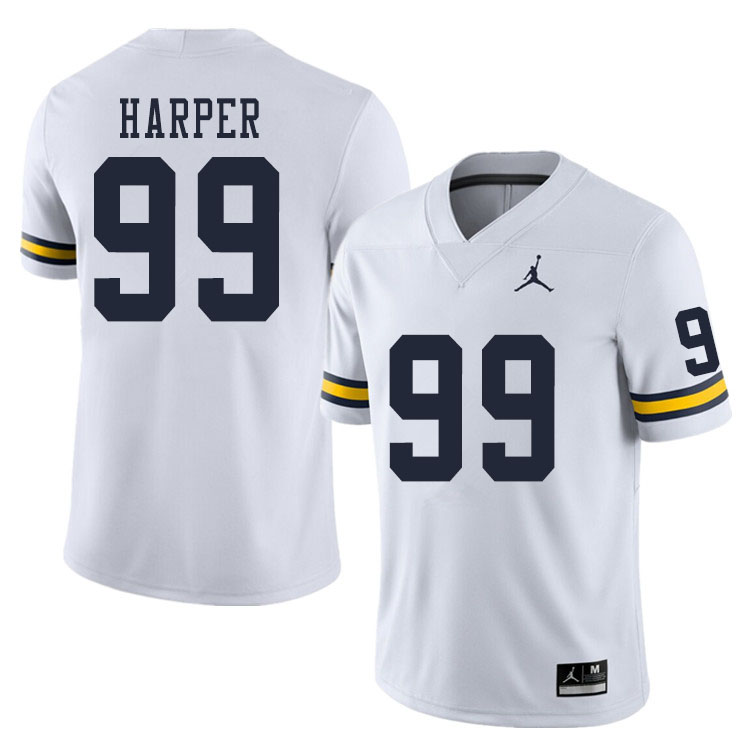 Men #99 Trey Harper Michigan Wolverines College Football Jerseys Sale-White
